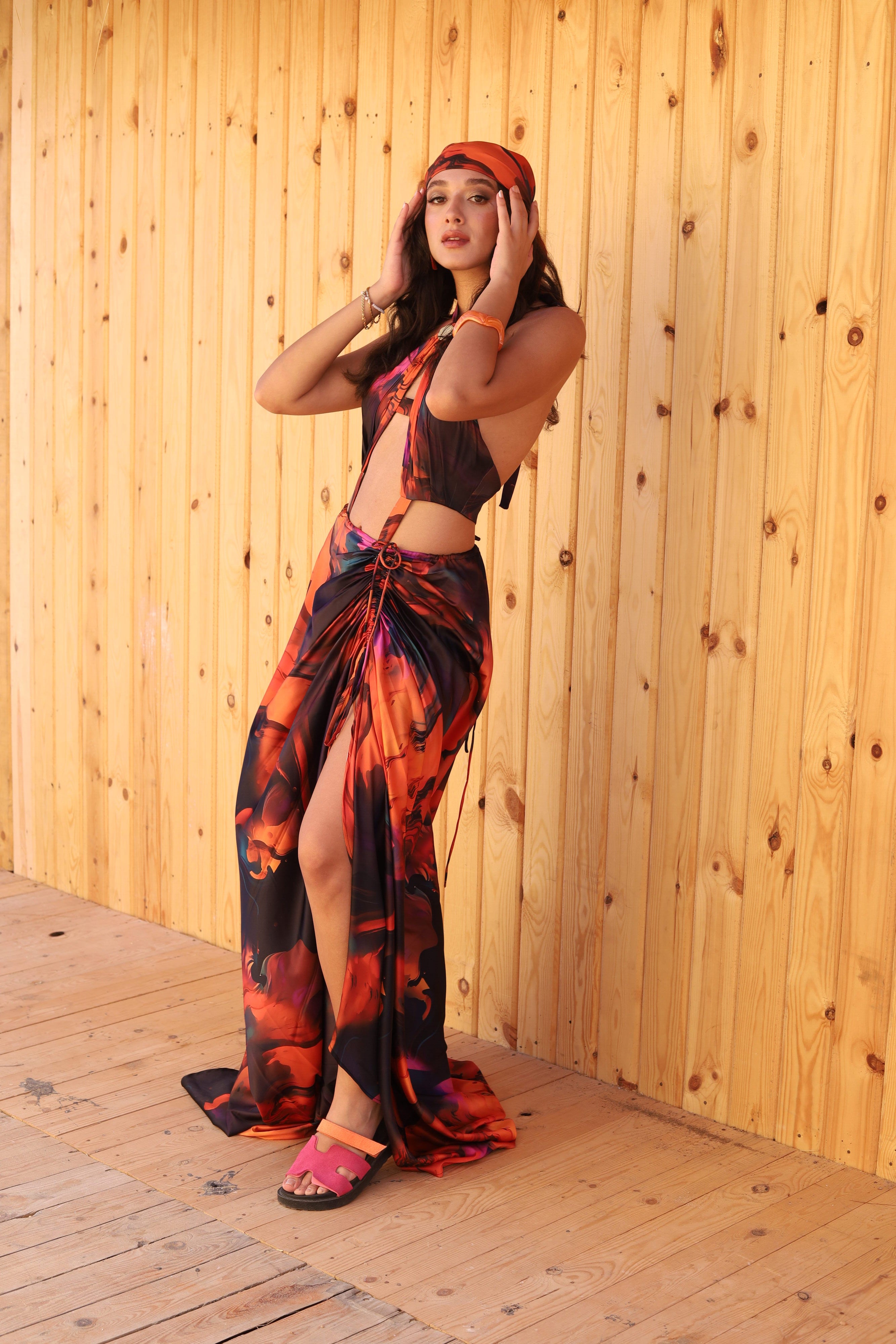 Silk Beach Dress + Head Scarf — Midnight Sun